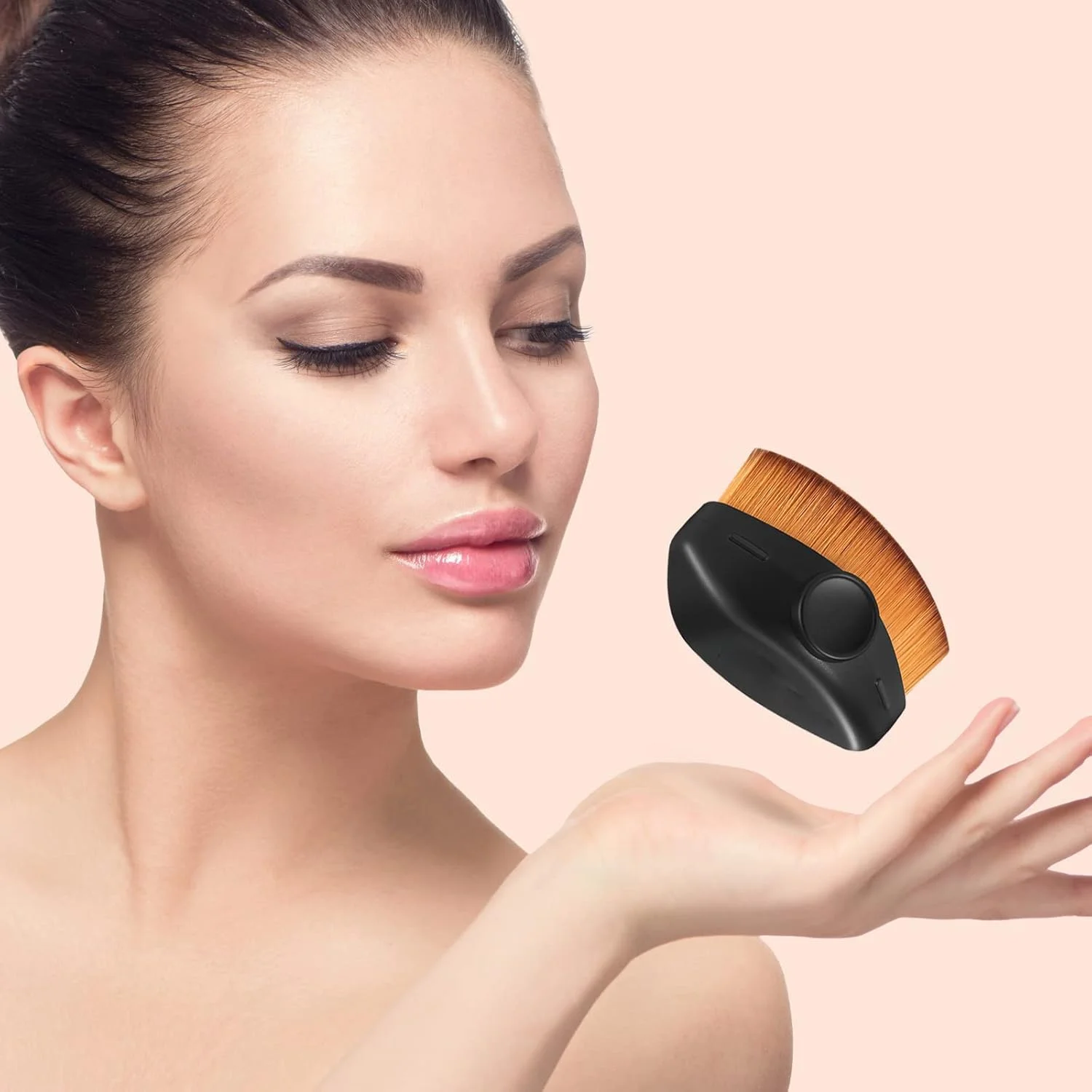 براش کرم پودر MAKINGTEC، براش پودر مایع رژگونه صورت شش ضلعی طرح دلفین، برای آرایش کرم و استیکی، برای ترکیب مایع، کرم یا لوازم آرایشی پودری بی عیب و نقص با جعبه نگهداری