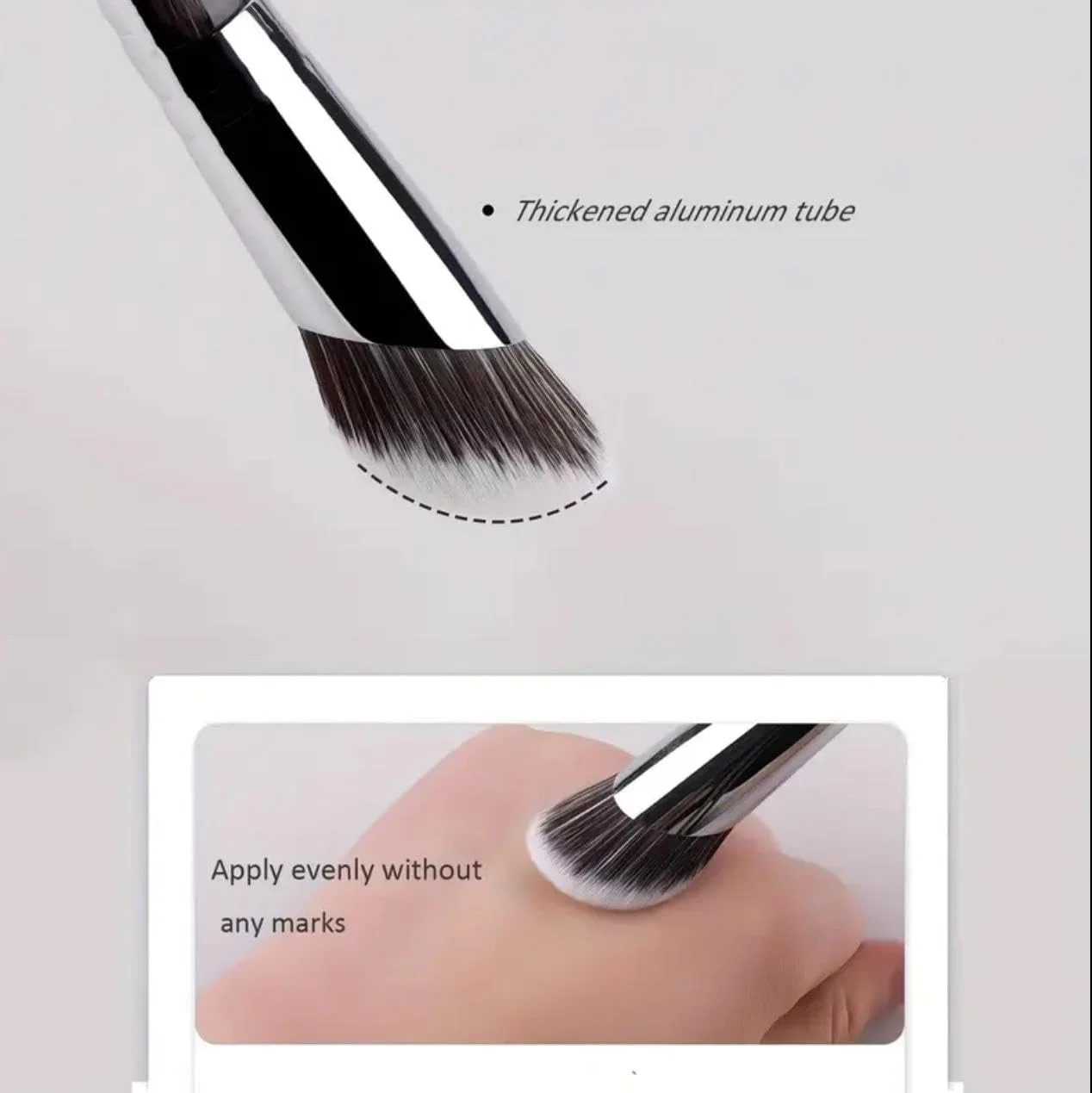 براش کانتور چند منظوره - براش زاویه دار صورت برای کرم پودر، رژگونه و پودر - موهای نرم نایلونی، دسته چوبی، بدون عطر و سازگار با پوست