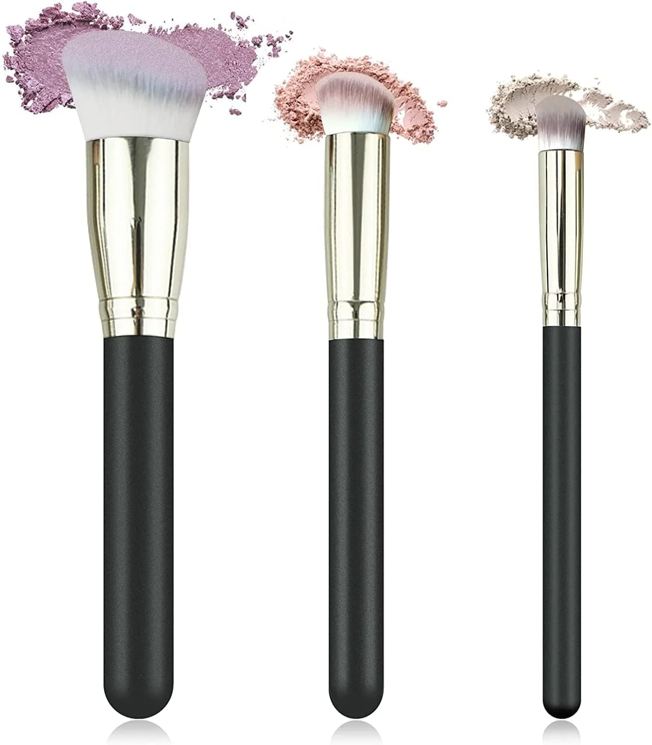 مجموعه 3 عددی براش کانسیلر و کرم پودر MAKINGTEC، براش زاویه دار کوچک زیر چشم، براش کانتور بینی، براش های کوچک کرم پودر برای ترکیب کرم مایع و پودر، پخش کردن و ضربه زدن