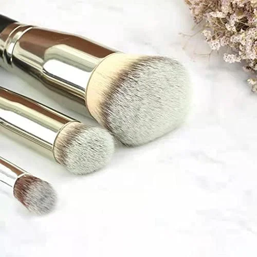 مجموعه 3 عددی براش کانسیلر و کرم پودر MAKINGTEC، براش زاویه دار کوچک زیر چشم، براش کانتور بینی، براش های کوچک کرم پودر برای ترکیب کرم مایع و پودر، پخش کردن و ضربه زدن