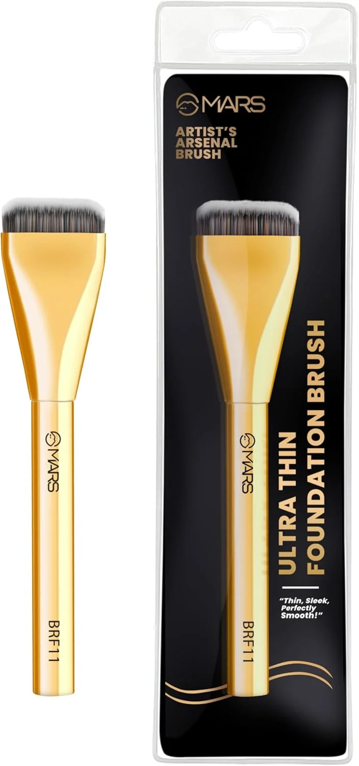 براش آرایشی فونداسیون فوق العاده نازک آرسنال هنرمند مارس برای ترکیب فونداسیون مایع و کرم | موهای فوق العاده نازک | استفاده بی عیب و نقص | طراحی شیک برای حداقل تلاش (طلایی)