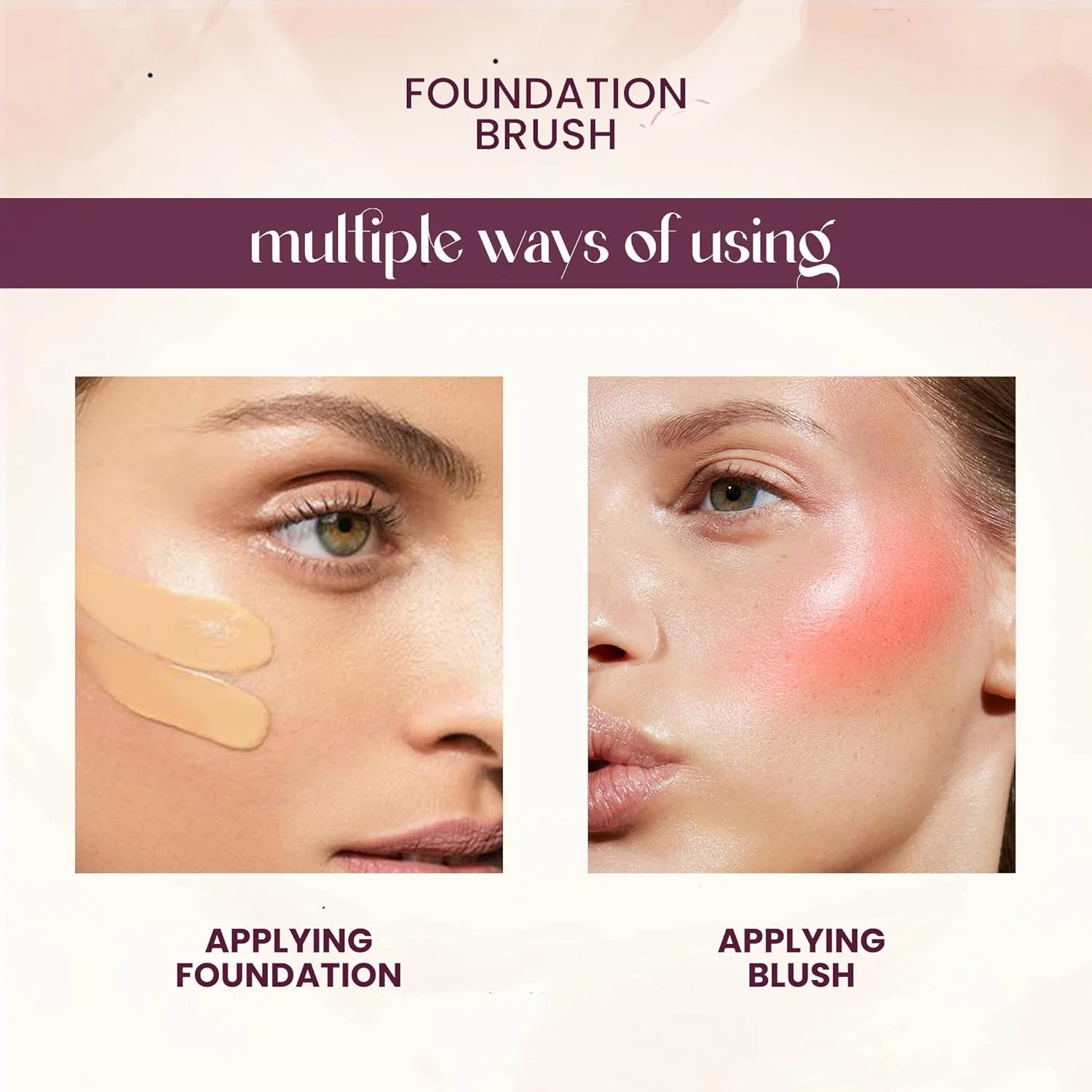 براش آرایشی تخت کرم پودر حرفه ای مارس آرسنال | لمس نرم و لطیف | موهای مصنوعی دقیق | بسته بندی لوکس براش آرایشی تخت و صاف (طلایی)