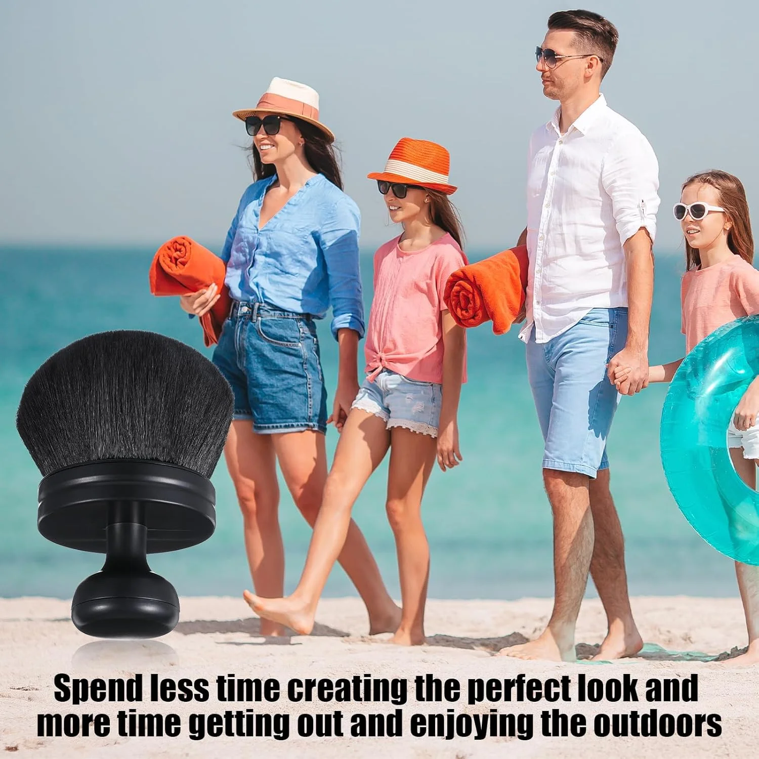 براش آرایشی بدن فوق العاده بزرگ، براش برنزه کننده سر پهن، براش های آرایشی بدن، براش های برنزه کننده، ابزار ترکیب فونداسیون بیضی شکل (مشکی)