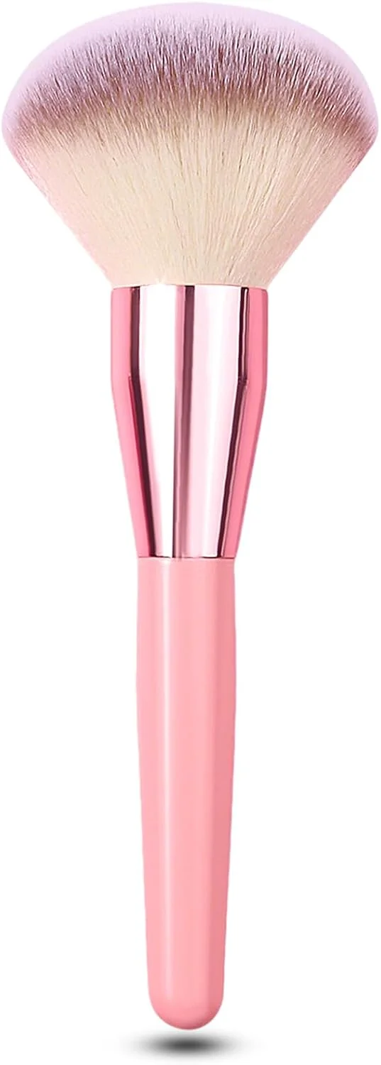 براش آرایشی، براش بزرگ پودر، براش آرایشی کرم پودر کابوکی سر صاف - براش برای صورت پوشش بزرگ پودر معدنی برنزر ترکیب کرم پودر رژگونه، برای آرایش چشم و صورت، صورتی