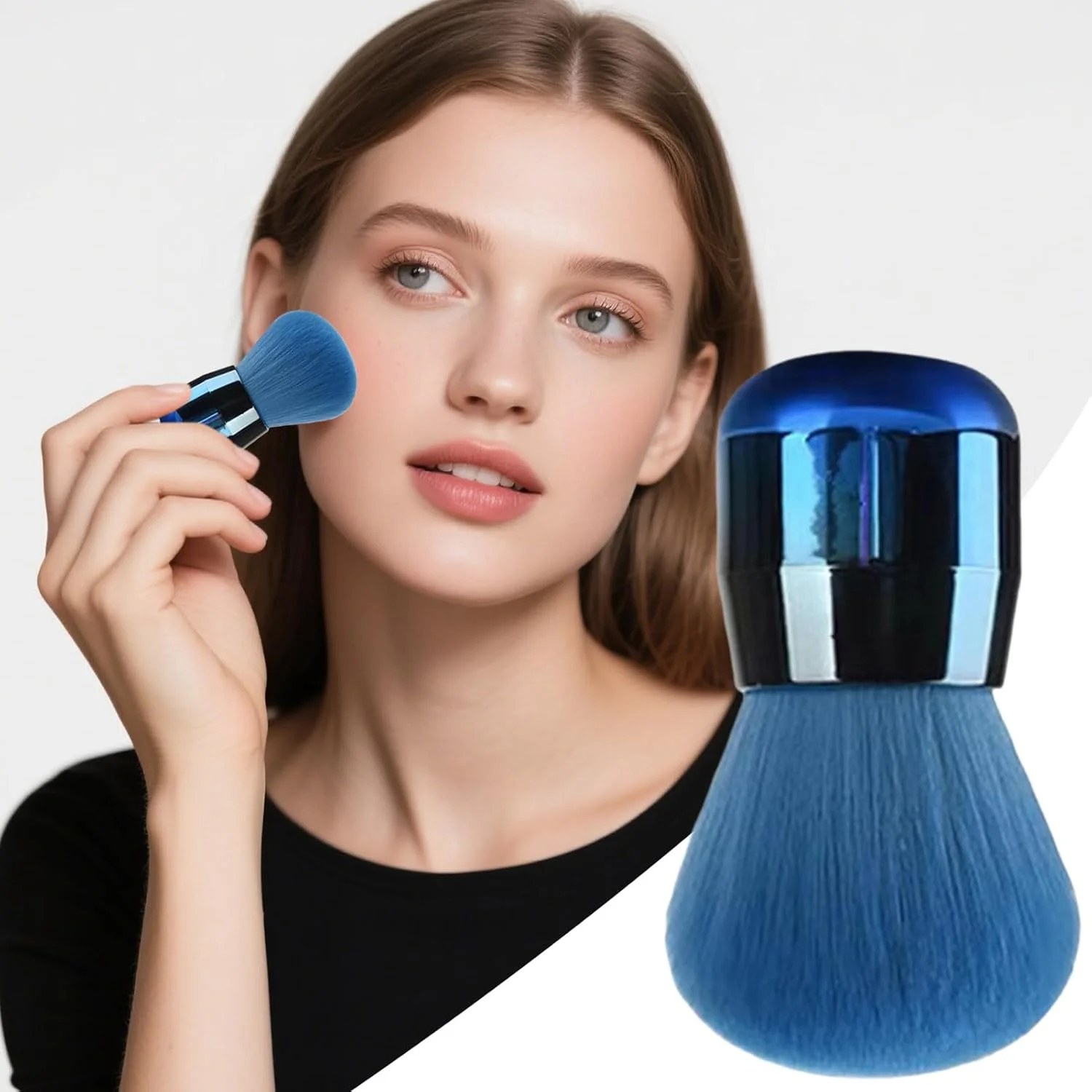 براش آرایشی | اپلیکاتور کرم پودر | براش آرایشی چند منظوره با سر پهن برای کانسیلر، پودر، رژگونه استفاده روزانه و مسافرت