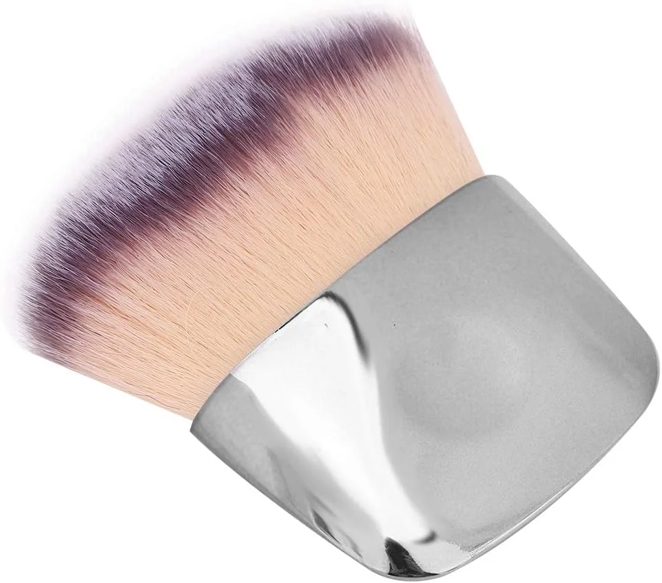 براش آرایشی، براش پودر نرم و شل، ابزار زیبایی برای ترکیب مایع، کرم یا لوازم آرایشی پودری با موهای فیبر برتر، خوش فرم، مرطوب و (نقره ای)
