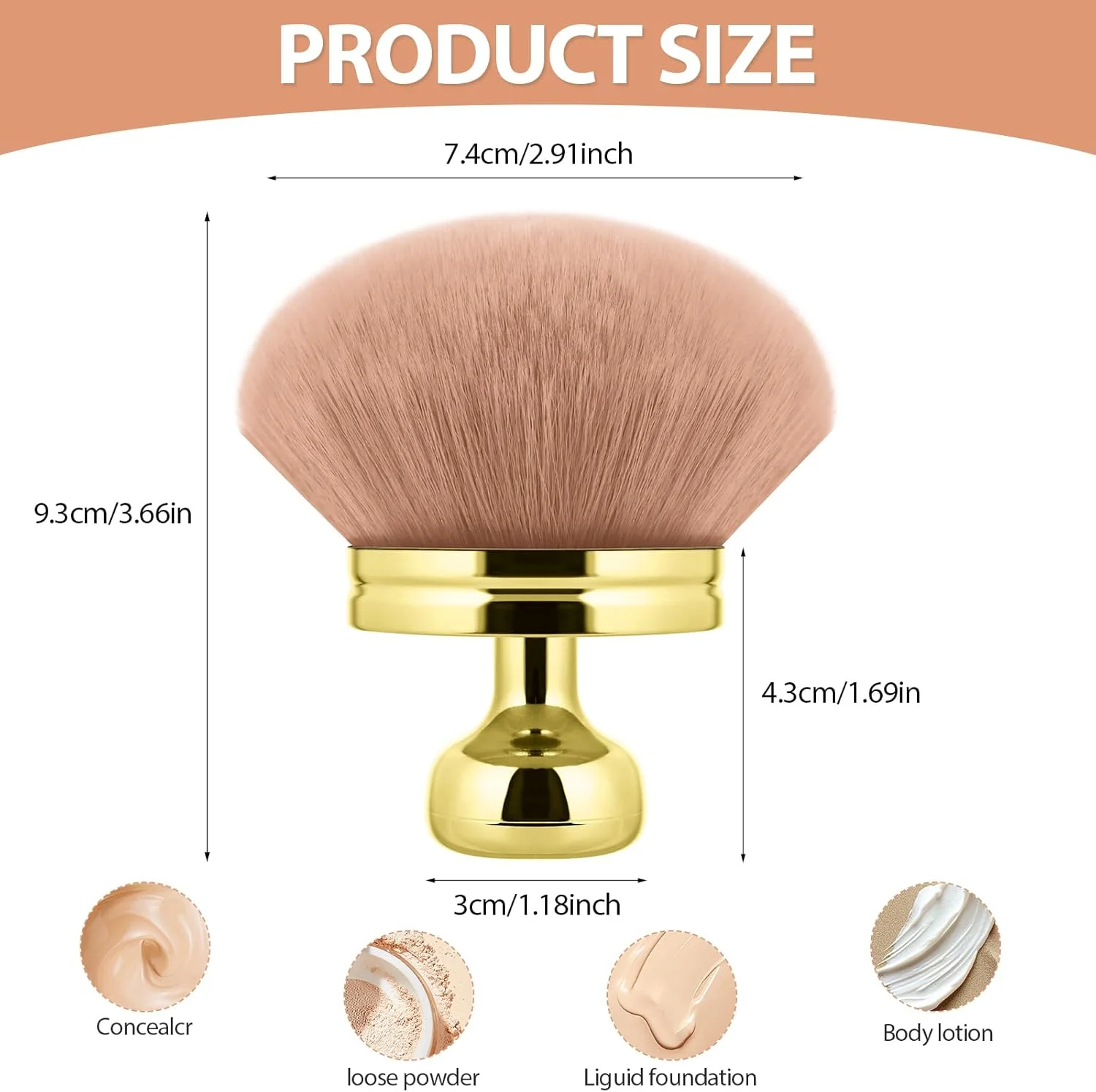 براش آرایشی فوق العاده بزرگ برای برنزه کننده خودکار، اپلیکاتور پشت برنزه کننده خودکار، براش بدن نرم و راحت برای ترکیب برنز کننده صورت و پا (طلایی) براش آرایشی فوق العاده بزرگ برای برنزه کننده خودکار، اپلیکاتور پشت برنزه کننده خودکار، براش بدن نرم و راحت برای ترکیب برنز کننده صورت و پا (طلایی)