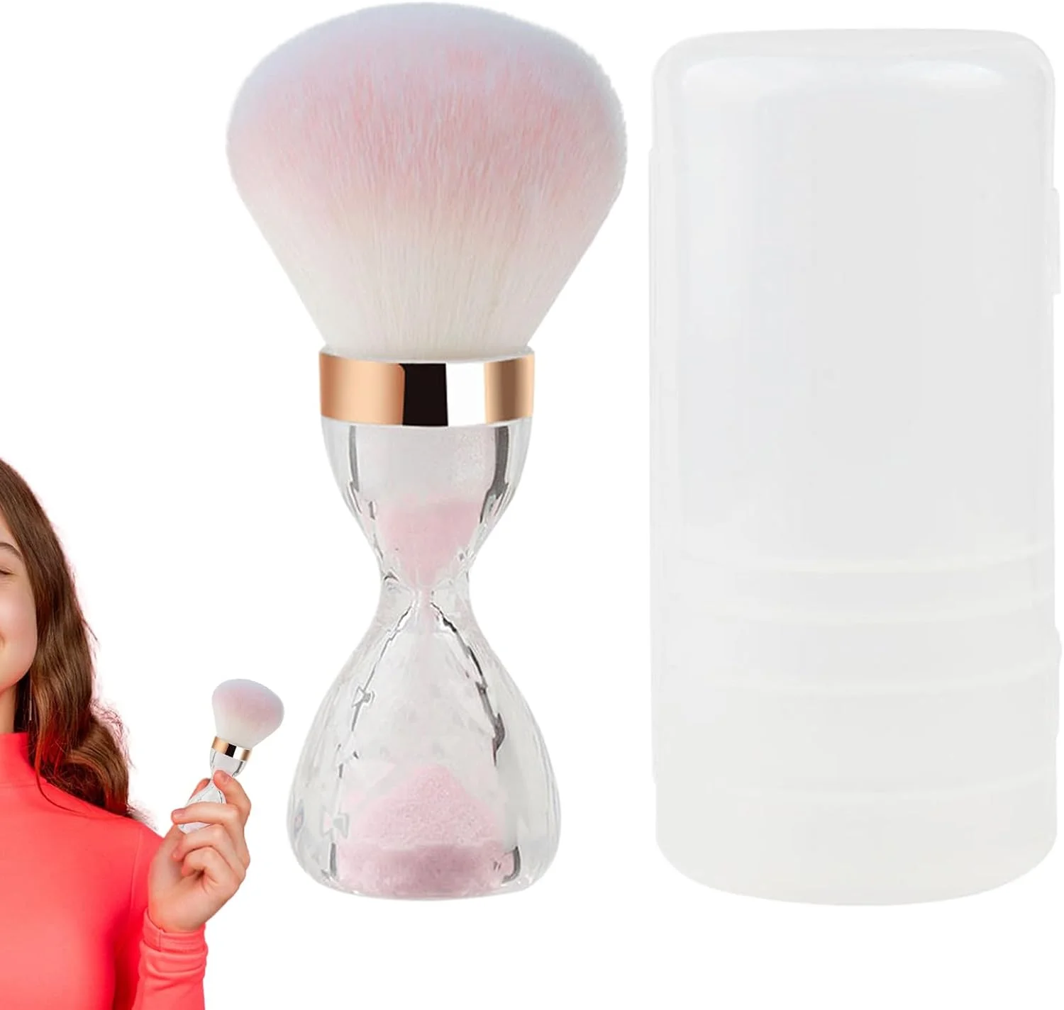 براش آرایشی - براش آرایشی با موهای نرم - ابزارهای آرایشی صورت با دسته قیفی برای بزرگسالان، دوستان، زنان، دختران و خانواده