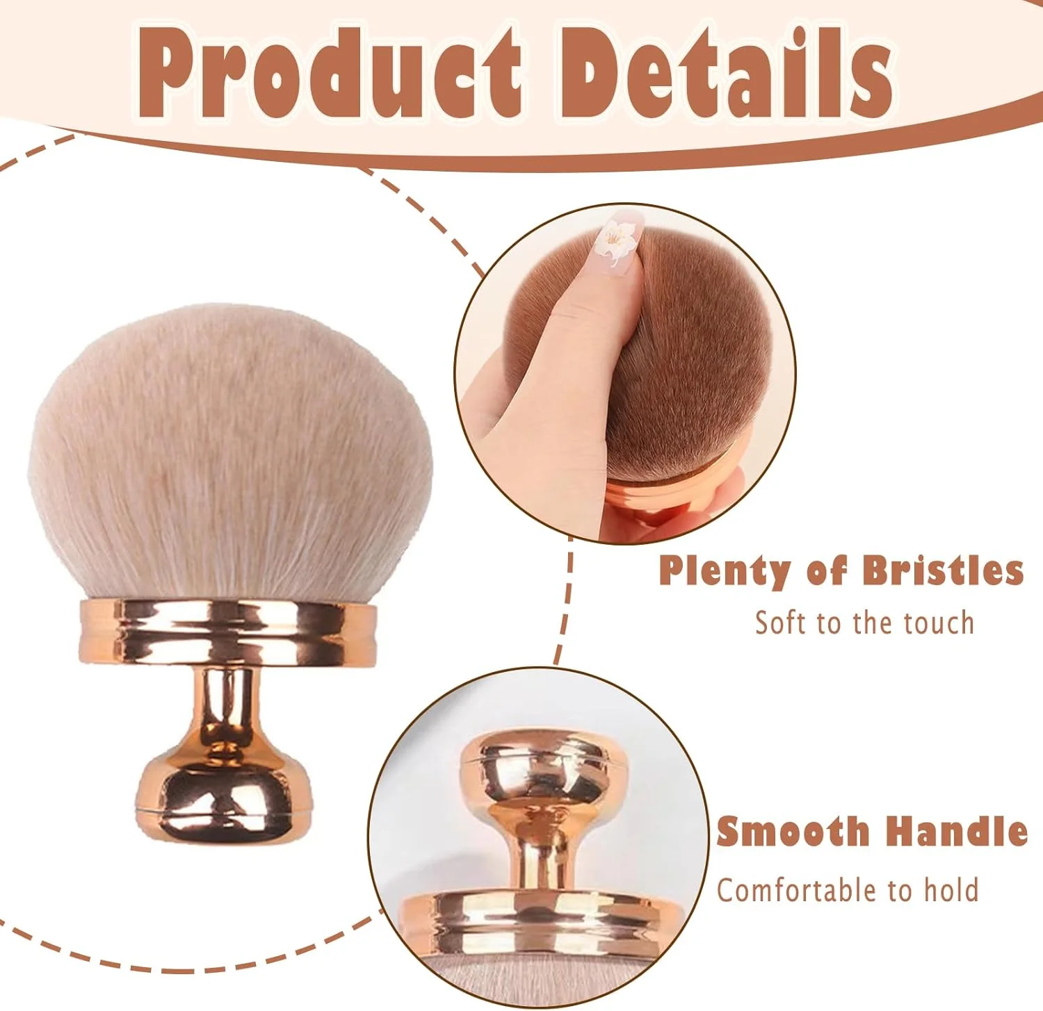 ست 2 عددی براش آرایشی بزرگ، براش پودر بزرگ، براش برنزه کننده، بیضی شکل، براش آرایشی نرم برای کرم پودر کابوکی، رژگونه، بدن، برنزر، 7.4 سانتی متر (رزگلد) ست 2 عددی براش آرایشی بزرگ، براش پودر بزرگ، براش برنزه کننده، بیضی شکل، براش آرایشی نرم برای کرم پودر کابوکی، رژگونه، بدن، برنزر، 7.4 سانتی متر (رزگلد)