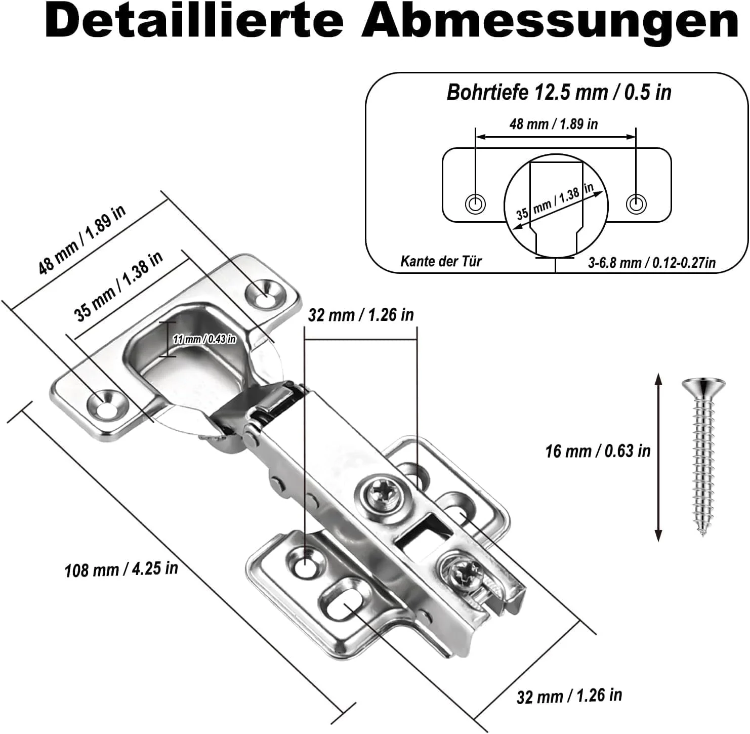WMYDYFDC 6 عدد لولای درب کابینت آشپزخانه با مکانیزم آرام بند، لولاهای استیل ضد زنگ 1.2 میلی متری مخفی برای کابینت آشپزخانه، کمد لباس و قفسه کتاب، نقره ای