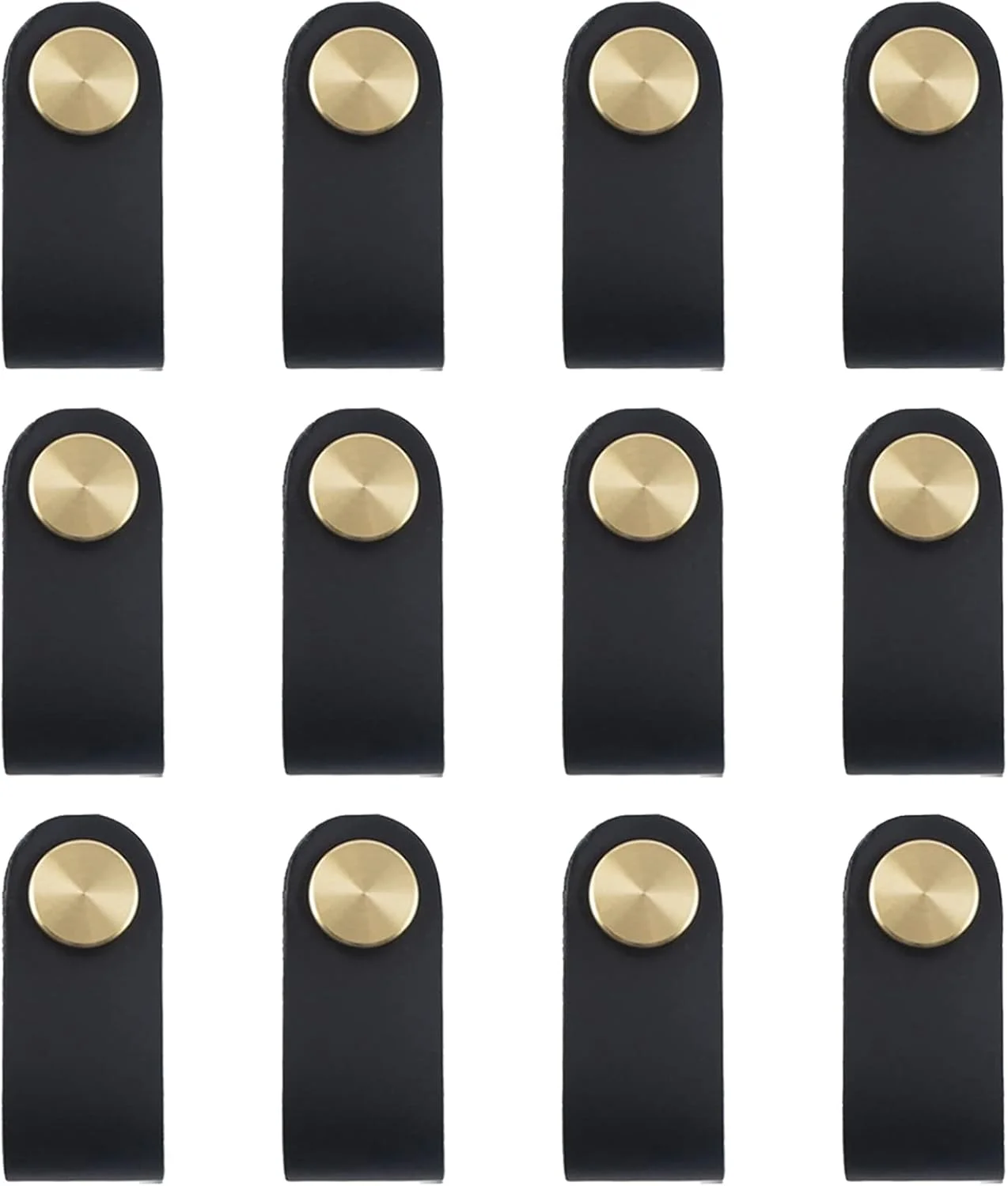 دستگیره چرمی کشو VIDELLY، بسته 12 عددی، دست ساز، دستگیره درب کمد و کابینت، همراه با پیچ، مشکی