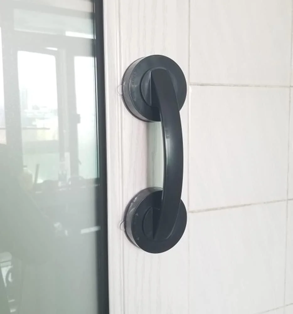 دستگیره درب شیشه ای مکنده قوی WANLIAN، دستگیره درب یخچال، نرده دیواری حمام، دستگیره دوش وان، دستگیره کابینت آشپزخانه (مشکی بزرگ)