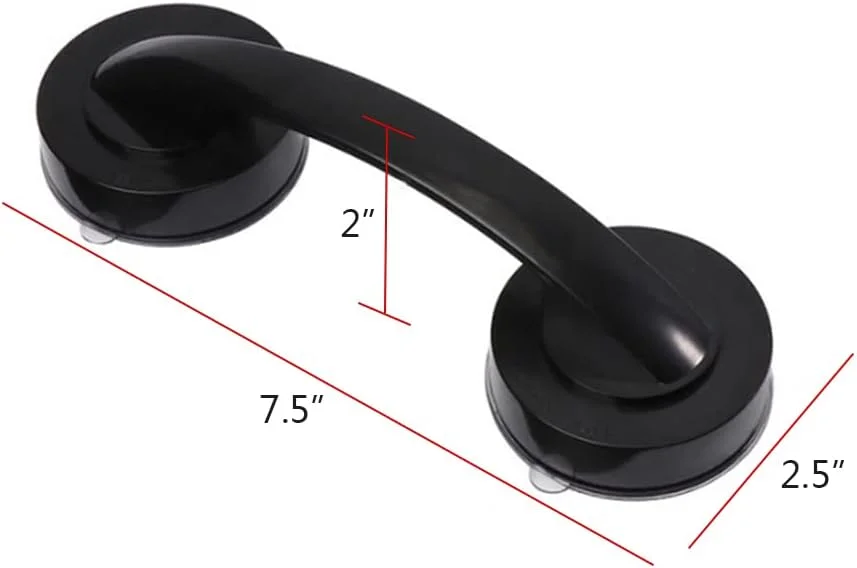 دستگیره درب شیشه ای مکنده قوی WANLIAN، دستگیره درب یخچال، نرده دیواری حمام، دستگیره دوش وان، دستگیره کابینت آشپزخانه (مشکی بزرگ)