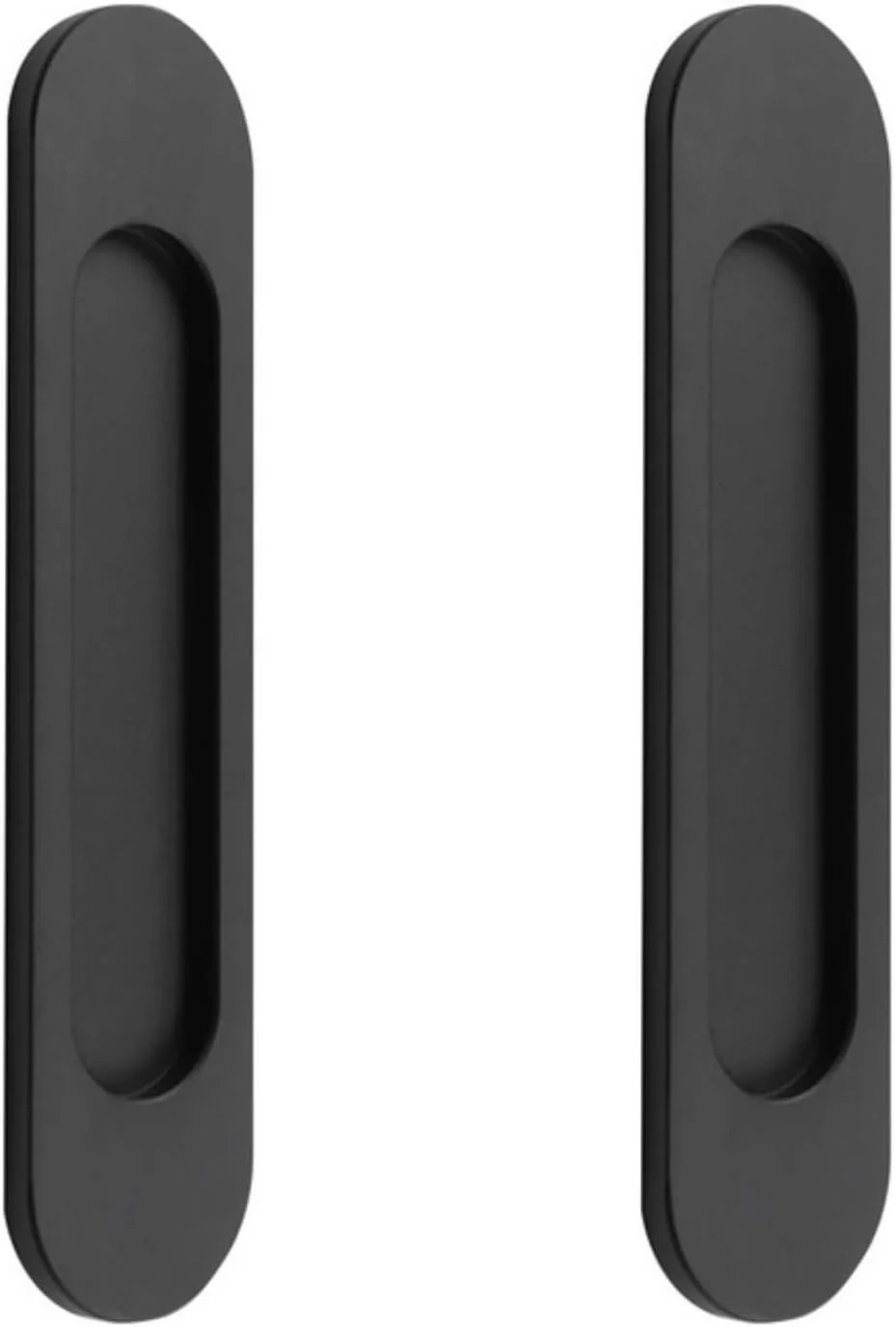 دستگیره کشویی توکار بیضی شکل SKEIDO، آلیاژ آلومینیوم طلایی مات، 2 عددی، مناسب برای درب های کشویی انبار، پنجره ها و کابینت ها - مشکی