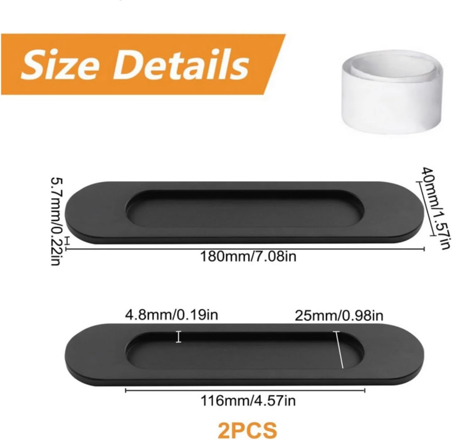 دستگیره کشویی توکار بیضی شکل SKEIDO، آلیاژ آلومینیوم طلایی مات، 2 عددی، مناسب برای درب های کشویی انبار، پنجره ها و کابینت ها - مشکی دستگیره کشویی توکار بیضی شکل SKEIDO، آلیاژ آلومینیوم طلایی مات، 2 عددی، مناسب برای درب های کشویی انبار، پنجره ها و کابینت ها - مشکی