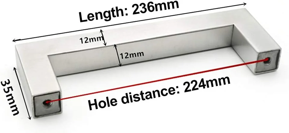 دستگیره کابینت آشپزخانه استیل SYDARSYN بسته 2 عددی، دستگیره کمد آشپزخانه فاصله سوراخ 224 میلی متر