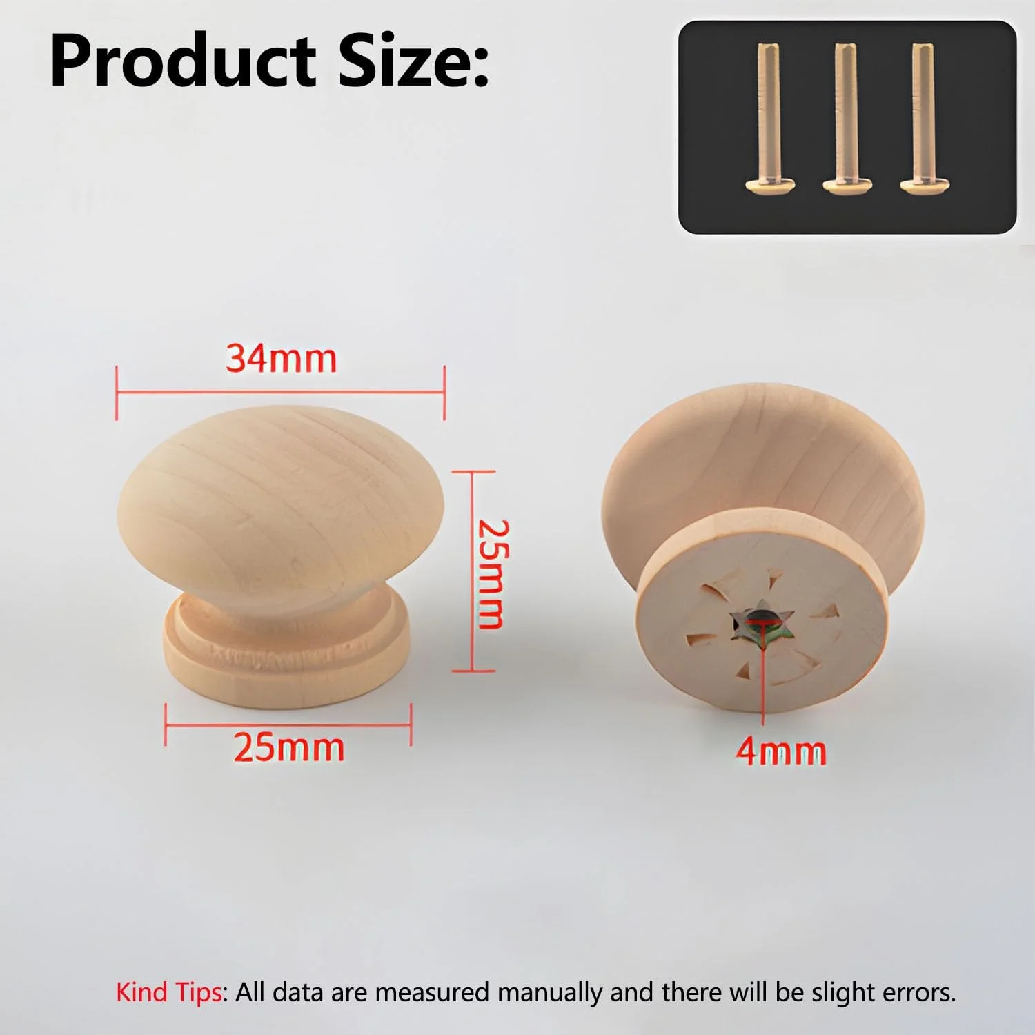 دستگیره چوبی کشو X spring Xspring، 15 عدد دستگیره و کشنده کشو چوبی گرد، دستگیره کابینت و دستگیره برای دستگیره های سخت افزاری کمد مبلمان (35x30 میلی متر)