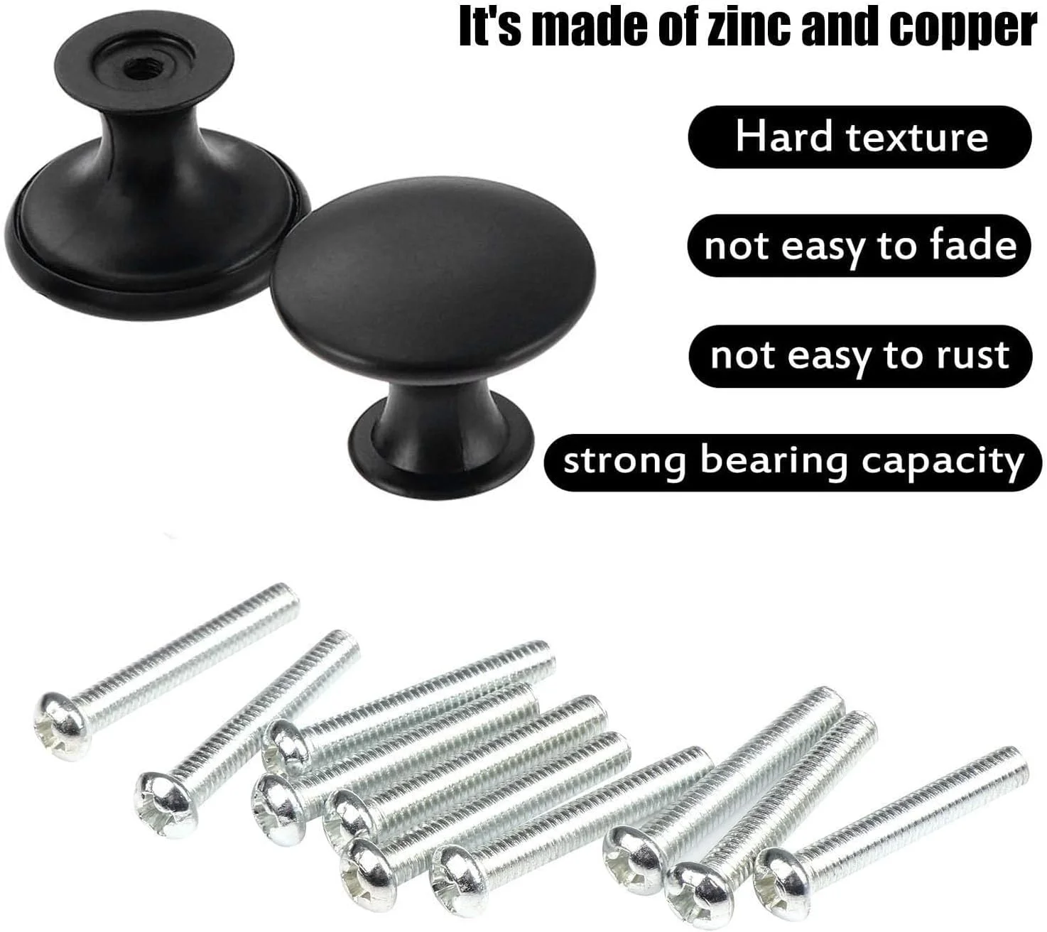 دستگیره های کشو کابینت فنری X، بسته 12 عددی دستگیره کابینت آشپزخانه برای کمد لباس، کابینت، دستگیره کابینت با 12 عدد پیچ، دستگیره های گرد سخت افزاری برای درب پنجره مبلمان حمام (مشکی)