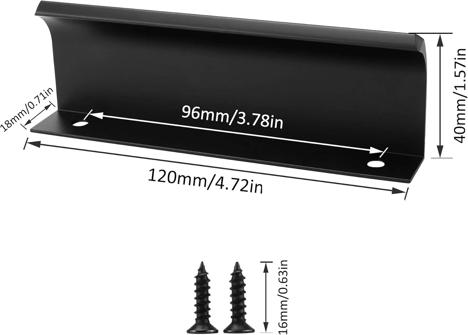 دستگیره لبه انگشتی مخفی آلومینیومی مشکی Tidorlou، مناسب برای درب کابینت، کشو، کمد و آشپزخانه، 10 عددی، 120 میلی متر