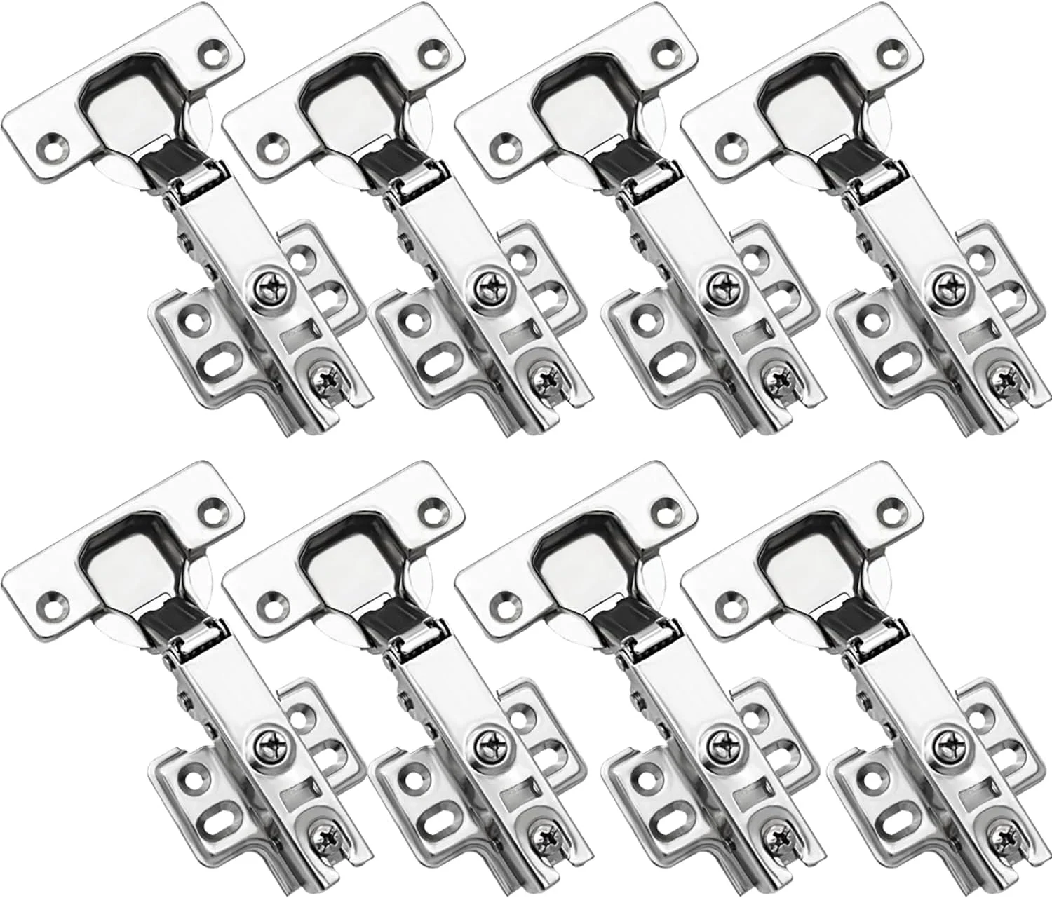 لولای درب سوجیتاس 8 عددی برای درب های آشپزخانه، حمام و مبلمان کابینت، آرام بند، کاپ مستقیم با زاویه بازشو 105 درجه، لولای کابینت روکار کامل، قابل جابجایی و تنظیم با پیچ