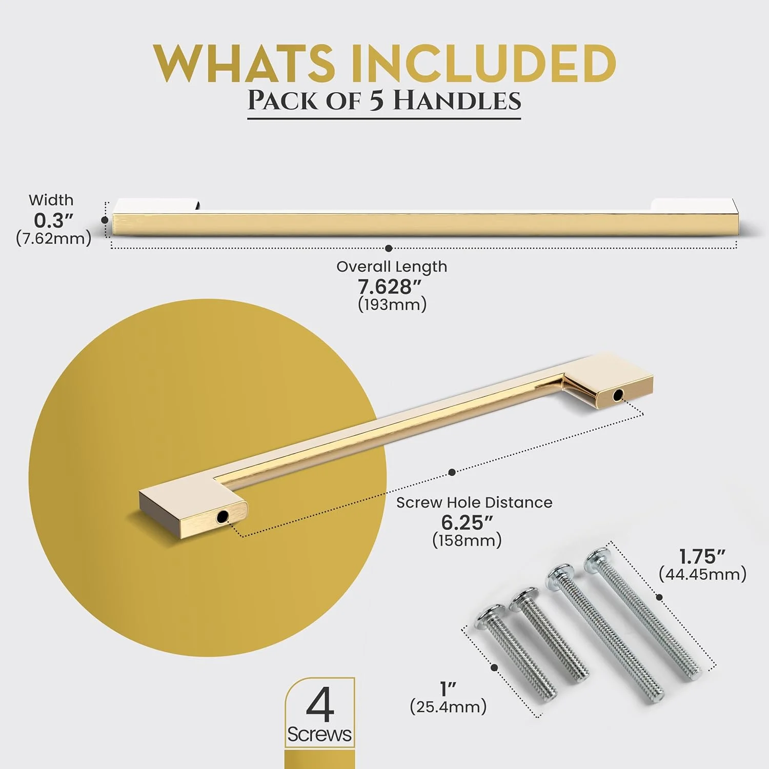 دستگیره کابینت طلایی مات Southern Hills، بسته 5 عددی، فاصله پیچ 160 میلی متر - دستگیره های طلایی برای کابینت، کشو، کمد، دستگیره های برنجی مات، یراق آلات طلایی کابینت آشپزخانه