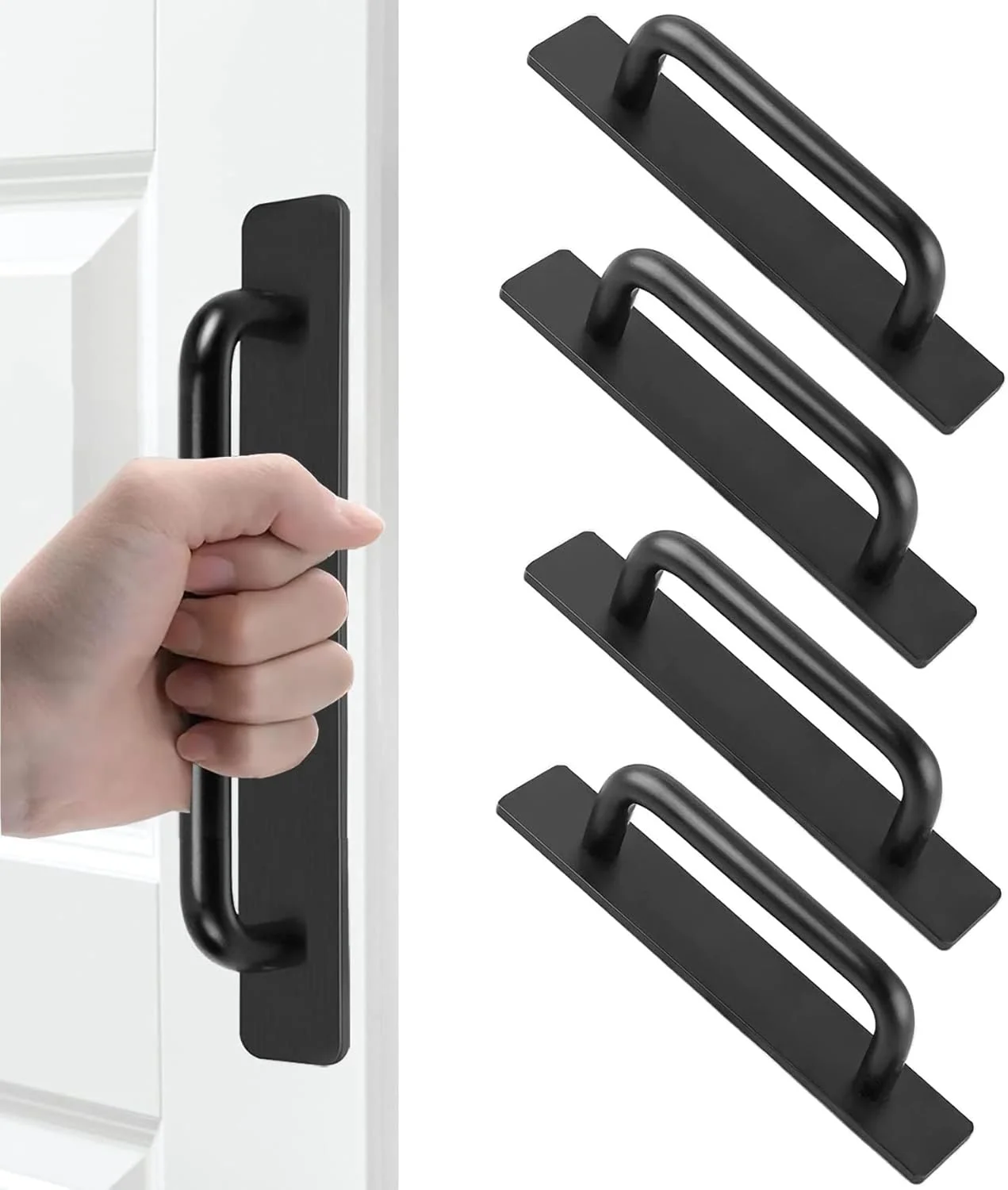 دستگیره کابینت چسبی ریان، دستگیره کشو فوری خود چسب، دستگیره خود چسب آلیاژ آلومینیوم، بدون نیاز به سوراخ کاری، دستگیره کمکی فشاری کششی، برای کمد لباس (بسته 2 عددی، مشکی، 14.8 سانتی متر)