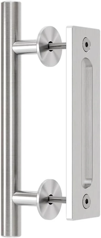 دستگیره درب کشویی 30 سانتی متری QINAIXQM، دستگیره درب کشویی برای درب انبار، درب چوبی، درب کابینت، فولاد ضد زنگ نامرئی مشکی