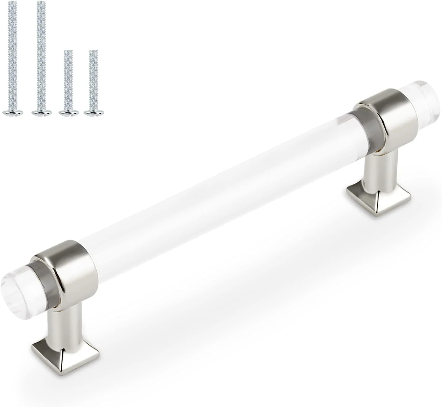 دستگیره کابینت اکرلیک Orger بسته 5 عددی، دستگیره کشو 5 اینچی، دکور مدرن کروم نقره ای، دستگیره های کشویی سخت افزاری آشپزخانه برای کشوهای کمد و کابینت