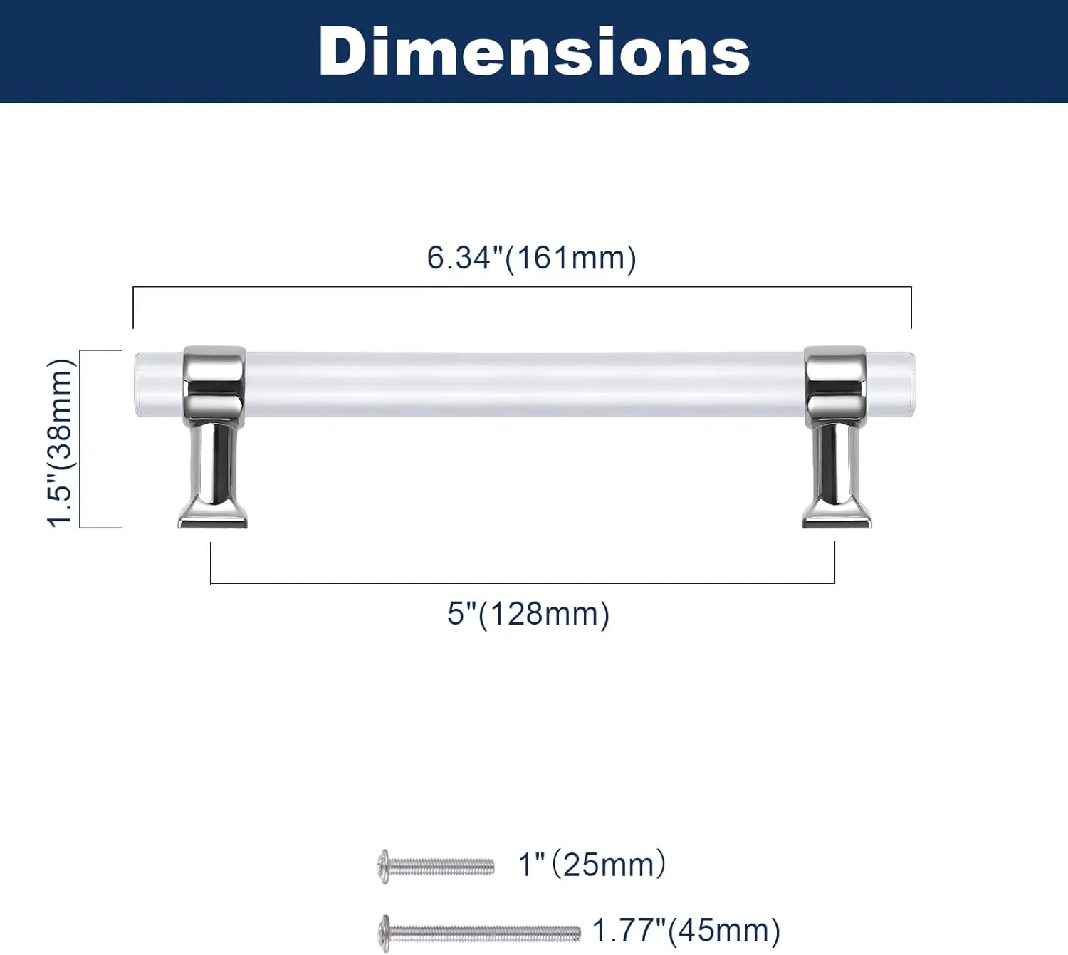 دستگیره کابینت اکرلیک Orger بسته 5 عددی، دستگیره کشو 5 اینچی، دکور مدرن کروم نقره ای، دستگیره های کشویی سخت افزاری آشپزخانه برای کشوهای کمد و کابینت