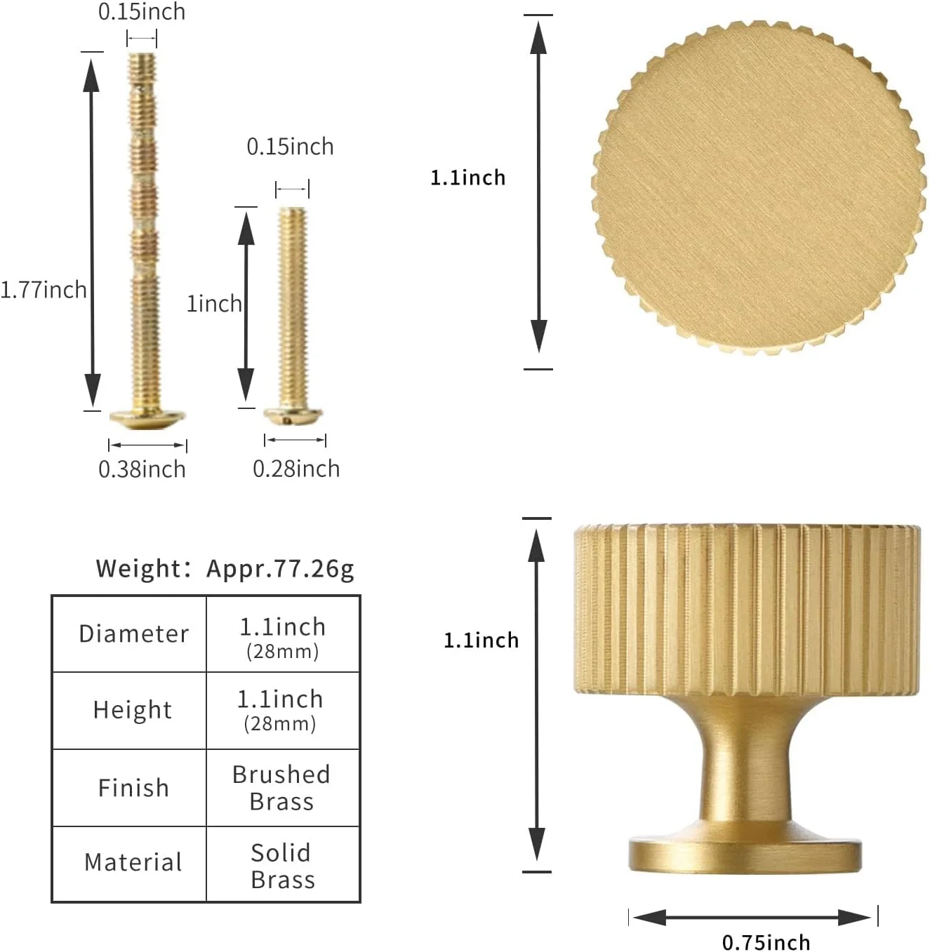 دستگیره کابینت برنجی جامد NALACAL - دستگیره کشو لباس طلایی برس خورده، بسته 2 عددی، دستگیره های برنجی برای حمام، اتاق خواب، کمد لباس، سخت افزار مبلمان