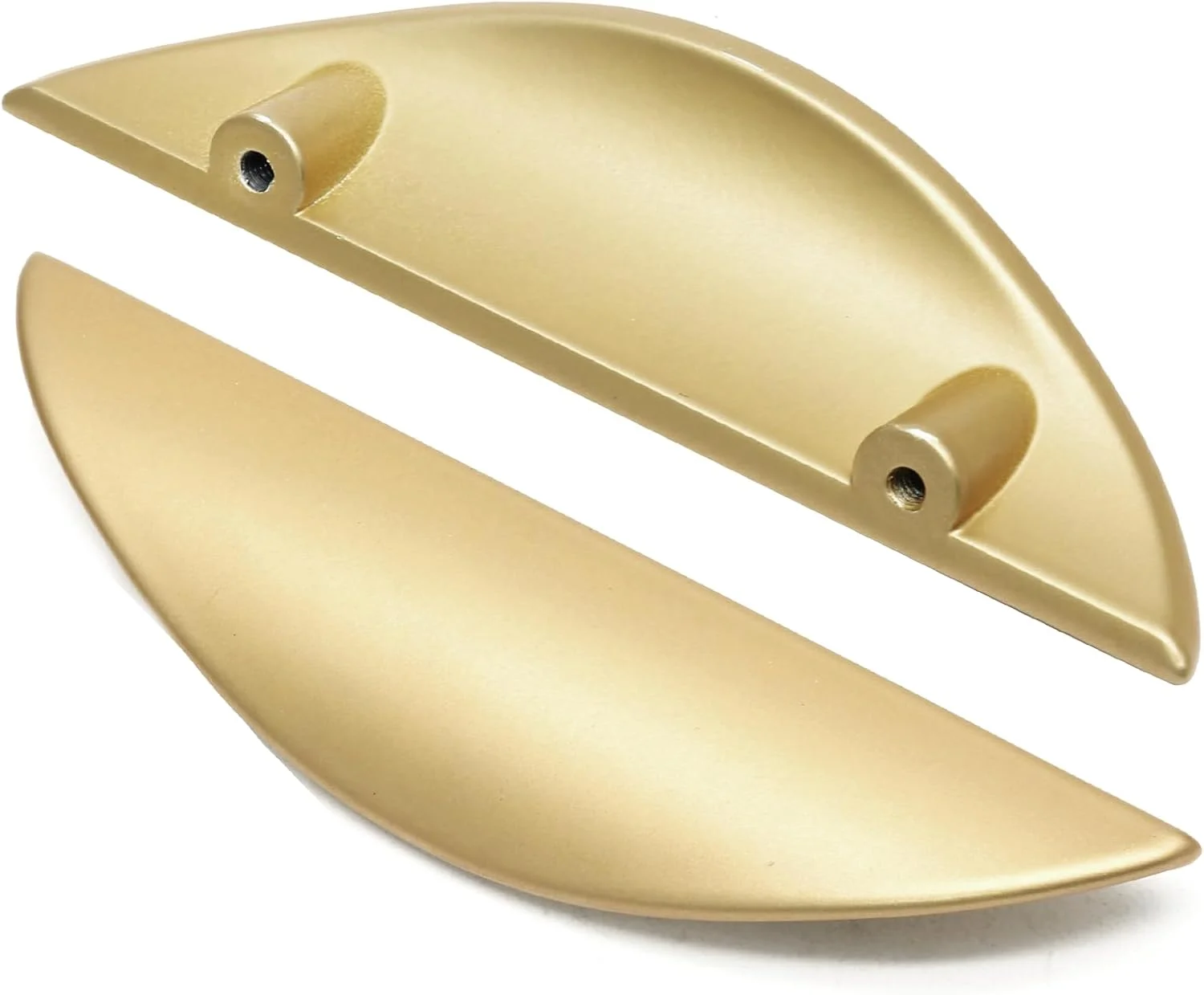 دستگیره کابینت طلایی مات Oasisgalore، فاصله مرکز سوراخ 64 میلی متر، دستگیره کشو نیمه ماه شیک، سخت افزار بادوام نیم دایره ای آشپزخانه برای کابینت ها، کشوها، بسته 4 عددی