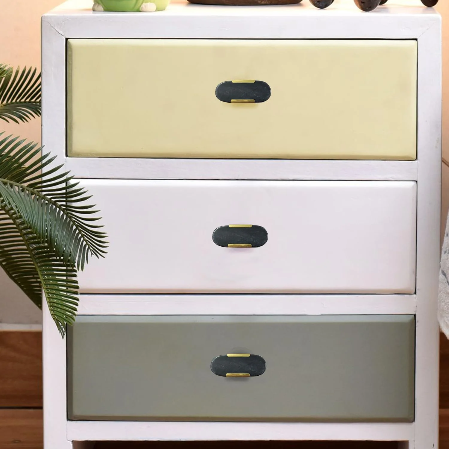 پریلا هوم، ست 6 عددی دستگیره مرمری برای کابینت و کشو، دستگیره های بیضی سنگی مشکی تزئینی برای سخت افزار کابینت آشپزخانه منزل، کمد، درب شیشه ای، دراور، کشو (بیضی، مشکی)