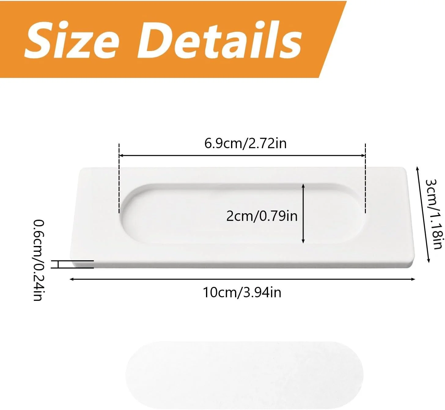 دستگیره های کشویی مستطیلی خود چسب MOROBOR، 2 عدد دستگیره توکار مخفی آلیاژ آلومینیوم برای درب کشویی انبار، کمد، کابینت، کشوها (سفید، 100 میلی متر)
