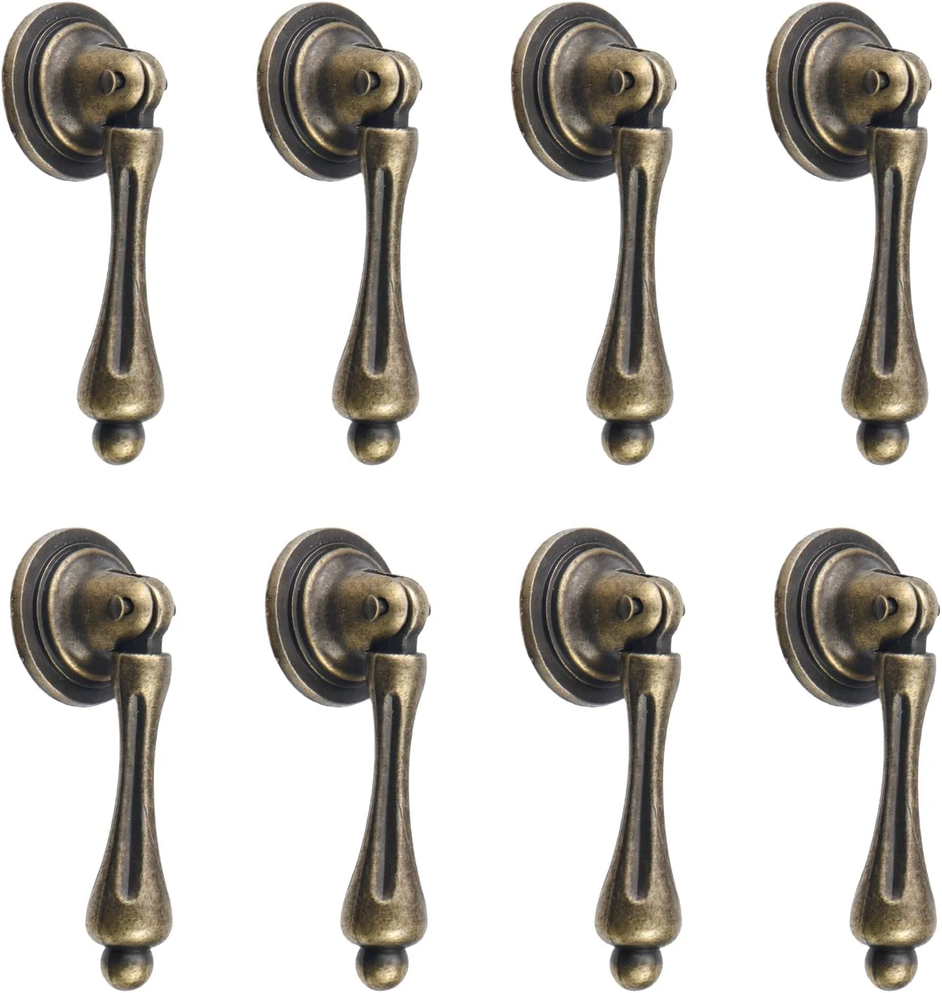 دستگیره آویز کابینت مک ردی، طرح اشک، برنزی عتیقه، ست 8 عددی