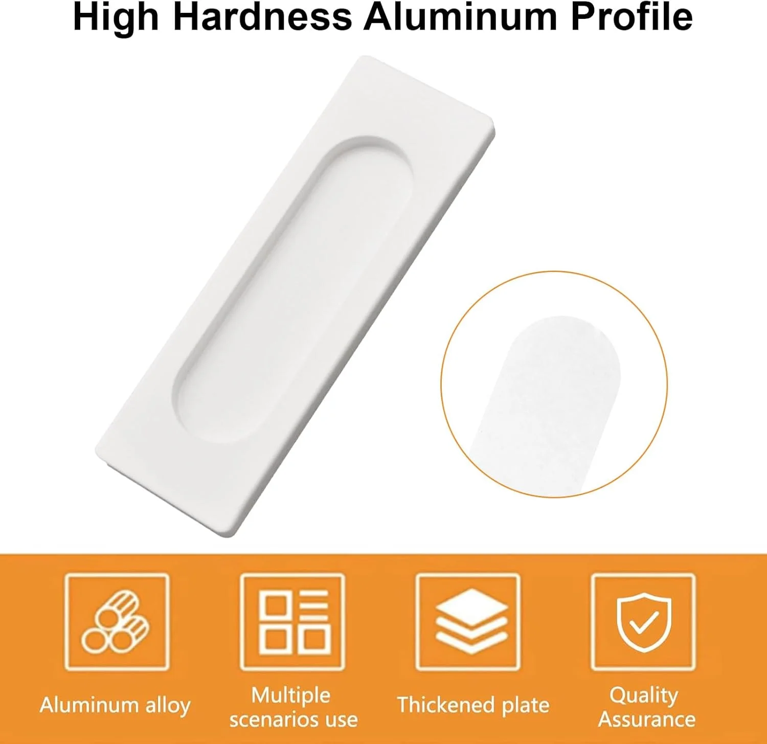 دستگیره های کشویی مستطیلی خود چسب MOROBOR، 2 عدد دستگیره توکار مخفی آلیاژ آلومینیوم برای درب کشویی انبار، کمد، کابینت، کشوها (سفید، 100 میلی متر)