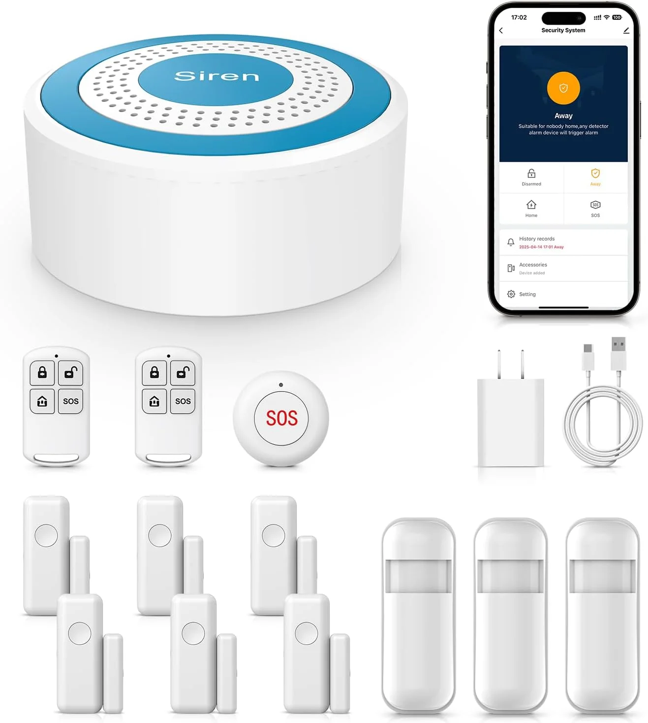 سیستم دزدگیر هوشمند بی سیم XNH، سیستم های امنیتی خانگی وای فای 2.4 گیگاهرتز با برنامه، 13 قطعه - سنسورهای درب و پنجره، سنسور حرکتی، کنترل از راه دور، سازگار با الکسا