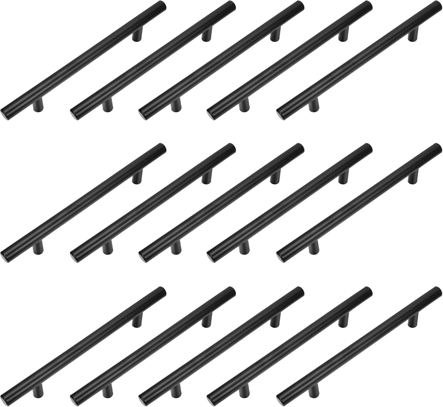 کیتموسه 15 عددی دستگیره کابینت، مرکز سوراخ 5 اینچی، دستگیره های میله ای T، سخت افزار کابینت استیل ضد زنگ، دستگیره کشو برای آشپزخانه، حمام، کمد لباس، مشکی مات (طول کلی 7-7/8 اینچ)