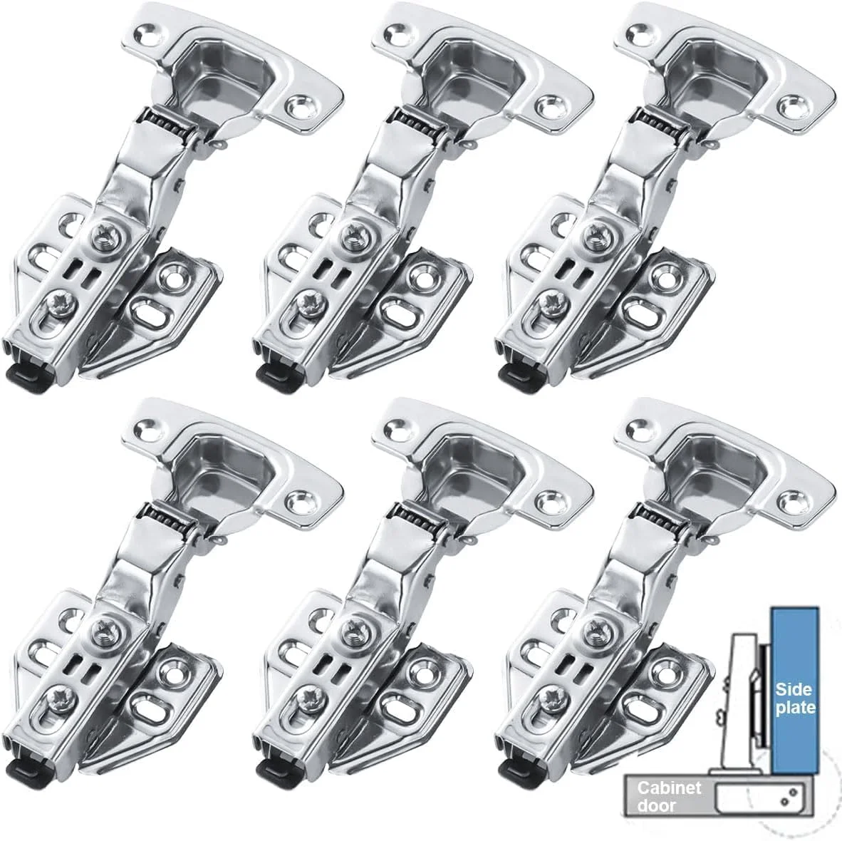 لولا کابینت آرام بند آشپزخانه، 6 عدد لولای درب هیدرولیک بی صدا برای واحدهای آشپزخانه، لولای درب لوازم جانبی سخت افزاری برای کمد لباس و قفسه کتاب، کابینت