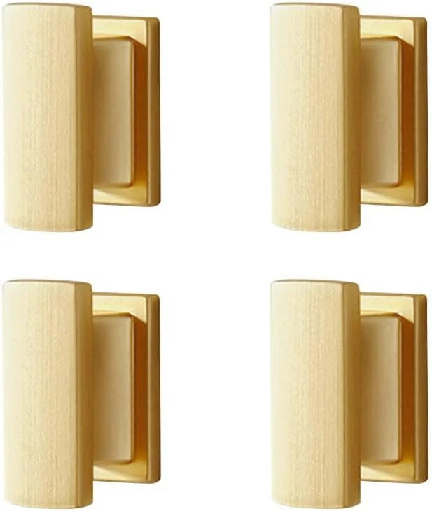 دستگیره کابینت مربعی مشکی مات JZS، 4 عددی، دستگیره کمد و کشو، سخت افزار کابینت آشپزخانه و حمام، آلیاژ روی جامد (طلایی)