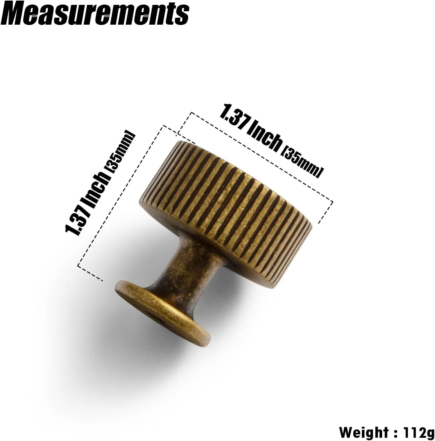 دستگیره کابینت بزرگ برنجی عتیقه طرح قدیمی Goo-Ki - سخت افزار کشویی کابینت تزئینی راه راه تک سوراخ آلیاژ روی برای اتاق خواب، آشپزخانه، 6 عددی