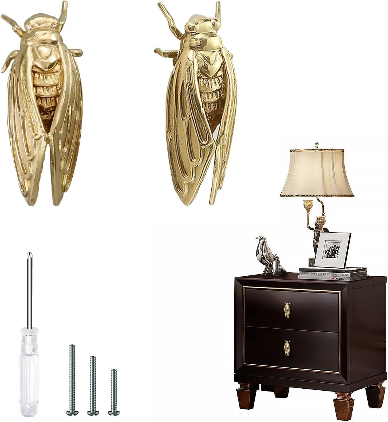 دستگیره های برنجی طرح حیوانات خلاقانه F FuGong HomeAcc برای درب کابینت آشپزخانه، کمد و سخت افزار مبلمان تزئینی، بسته 2 عددی (زنجره)