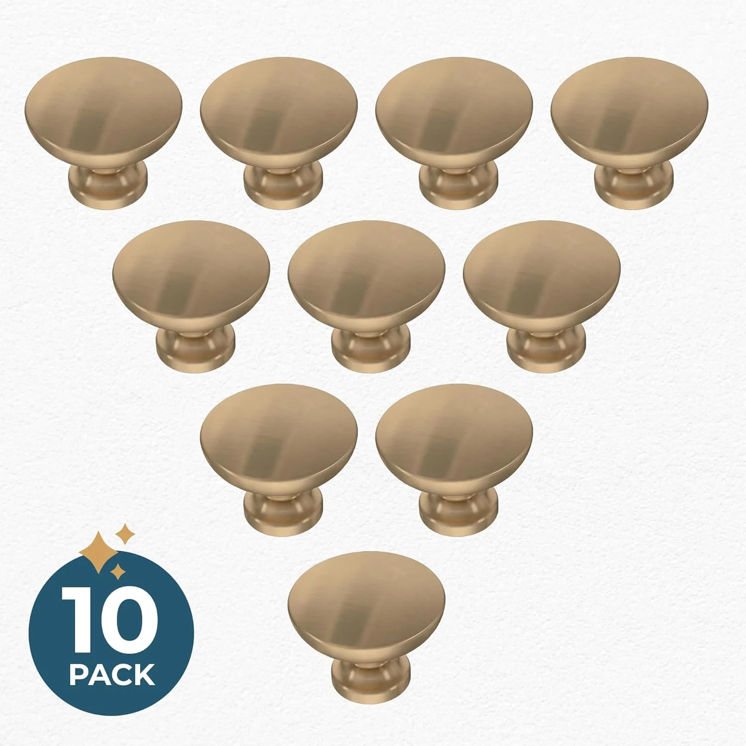 دستگیره کابینت فرانکلین برنجی Fulton (بسته 10 عددی) دستگیره های کشو برنزی شامپاین، دستگیره کابینت آشپزخانه برای کشوهای کمد، دستگیره و دکمه 1-3/16 اینچی، دستگیره های طلایی درب کمد P29523Z-CZ-B