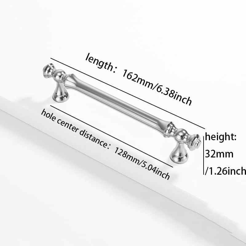دستگیره های شیک و مینیمالیستی کابینت و کمد، مناسب برای کشوها، درب های کابینت، کمد لباس، کابینت، جاکفشی و دستگیره های مبلمان (6 عدد، نقره ای روشن، 5.04 اینچ)