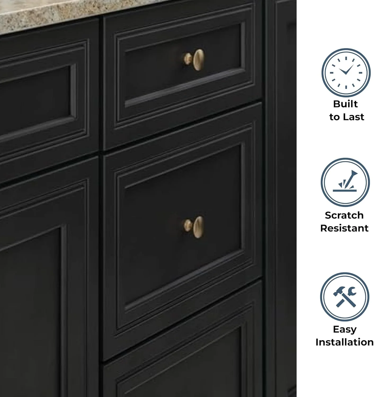 دستگیره کابینت فرانکلین برنجی Fulton (بسته 10 عددی) دستگیره های کشو برنزی شامپاین، دستگیره کابینت آشپزخانه برای کشوهای کمد، دستگیره و دکمه 1-3/16 اینچی، دستگیره های طلایی درب کمد P29523Z-CZ-B