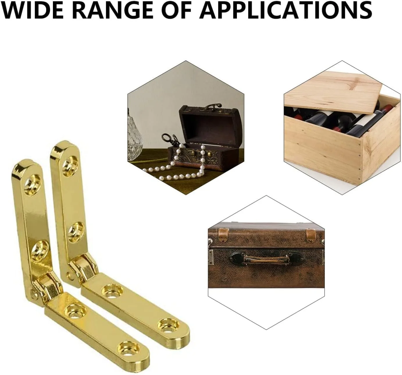 لولا جعبه جواهرات ELECDON، لوازم جانبی جعبه چوبی 90 درجه لولا جعبه سینه آلیاژ روی با پیچ، 20 عدد لولا ریلی جانبی لولا جعبه سینه جعبه چوبی کوچک سخت افزار کابینت (30 x 30 میلی متر، طلایی)