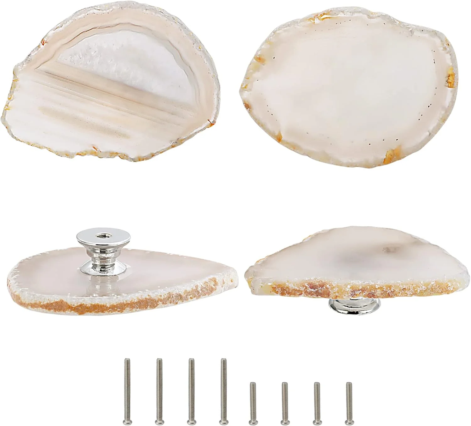 دستگیره های عقیق برج دوقلو برای کابینت و کشو، دستگیره و دکمه های کشو منحصر به فرد، دستگیره های درب کمد تاشو، دستگیره های کمد لباس، سخت افزار کابینت آشپزخانه (عقیق رنگ طبیعی)