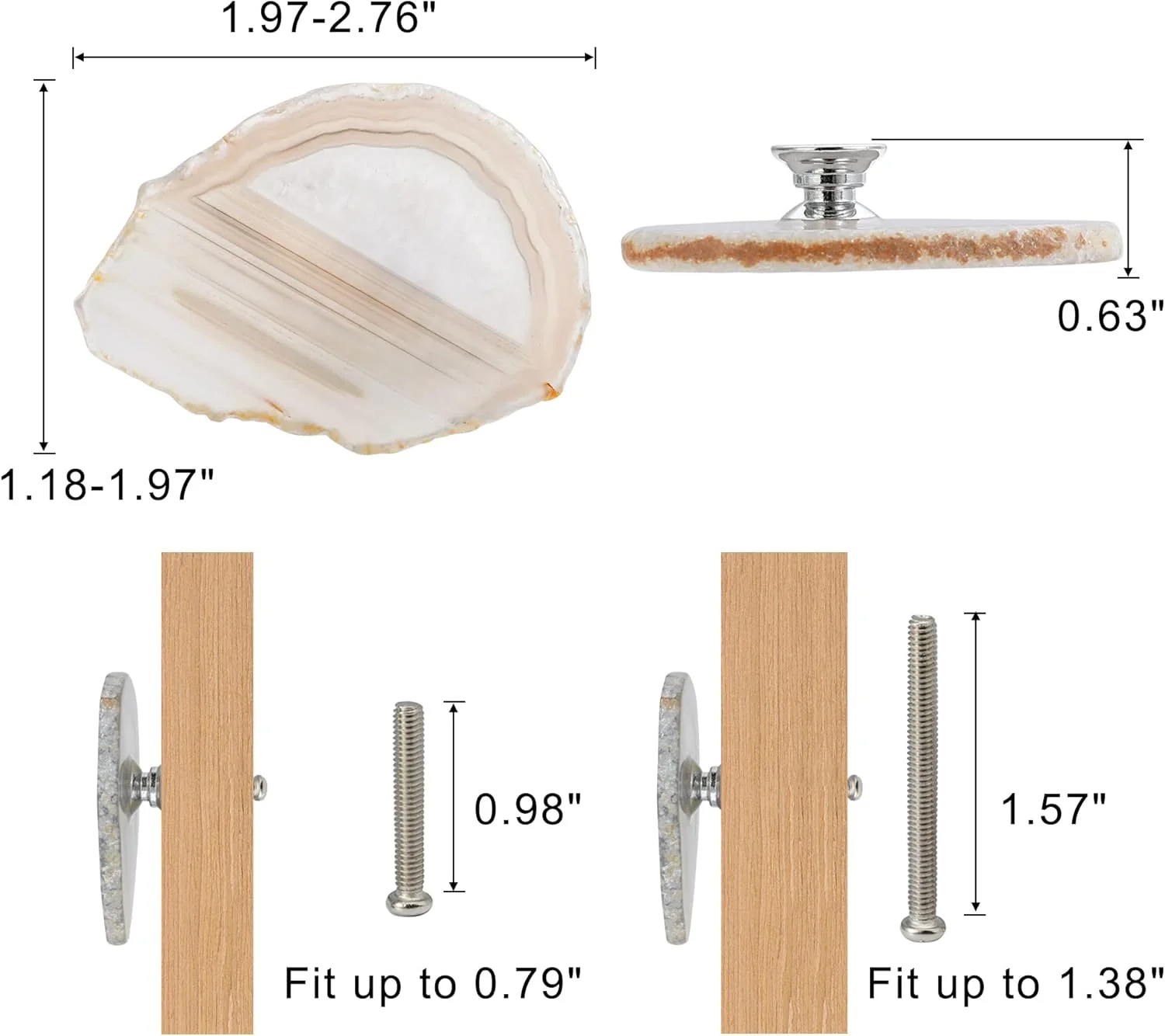 دستگیره های عقیق برج دوقلو برای کابینت و کشو، دستگیره و دکمه های کشو منحصر به فرد، دستگیره های درب کمد تاشو، دستگیره های کمد لباس، سخت افزار کابینت آشپزخانه (عقیق رنگ طبیعی)