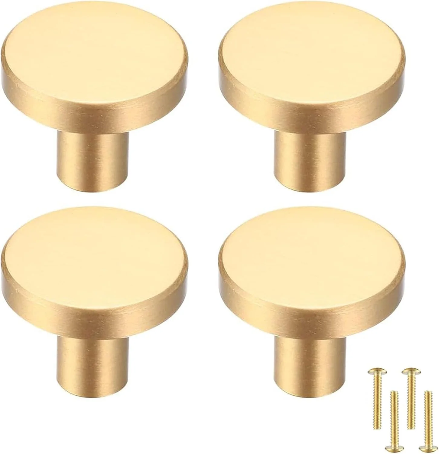 دستگیره کابینت طلایی، 4 عدد دستگیره کشو و کمد برنجی برس خورده گرد طلایی برای مبلمان کمد لباس (20x25 میلی متر)