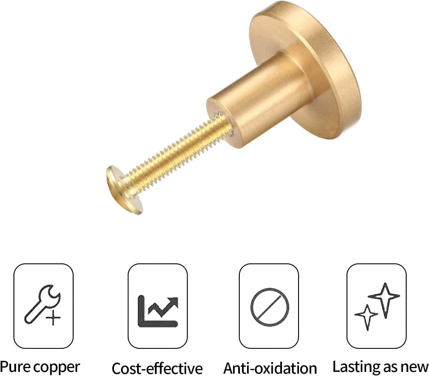 دستگیره کابینت طلایی، 4 عدد دستگیره کشو و کمد برنجی برس خورده گرد طلایی برای مبلمان کمد لباس (20x25 میلی متر)