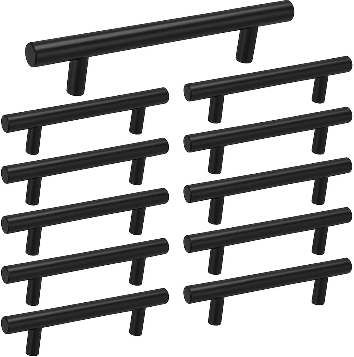 بسته 14 عددی | دستگیره کابینت 5 اینچی مشکی مات استیل ضد زنگ، دستگیره کشو آشپزخانه، کمد، روشویی، سخت افزار دراور، طول 5 اینچ، مرکز سوراخ 3 اینچ